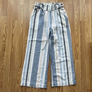 April Kiss Linen Blend Pants Size M, Wide Leg, pastel color stripes. Casual